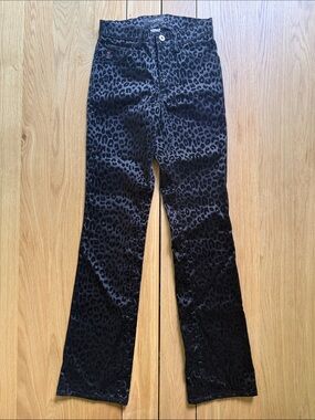 Guess Black Leopard Print Boot Cut Pants